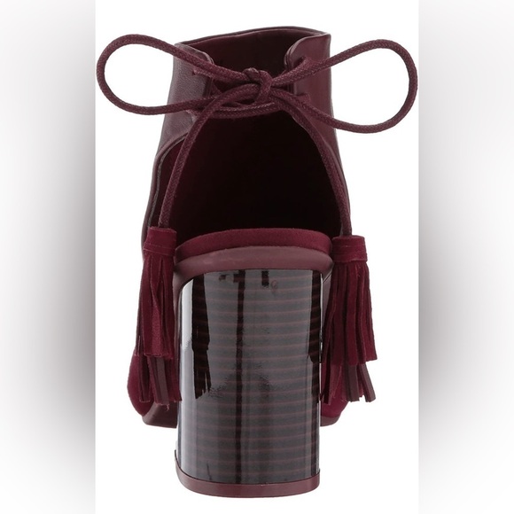 NEW Kenneth Cole Reaction Reach The Stars Peep Toe Burgundy Leather Bootie - Picture 6 of 16